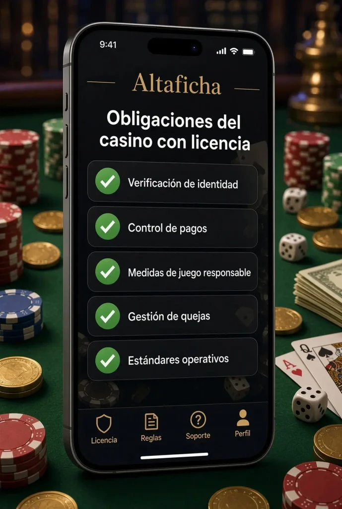 Teléfono con una lista de licencias