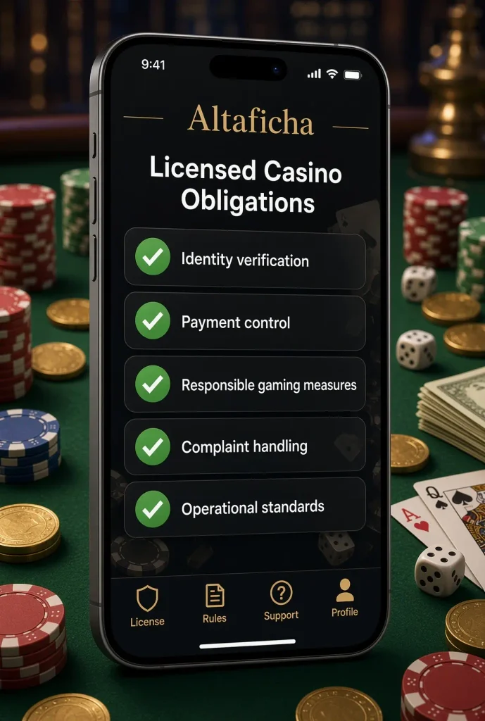 Phone with a list of licenses